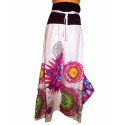 Nepáli extra kényelmes pamut mintás nadrág- Fehér-L-XL