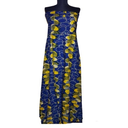 Afrikai pamut ruha – kék-sárga, virágos