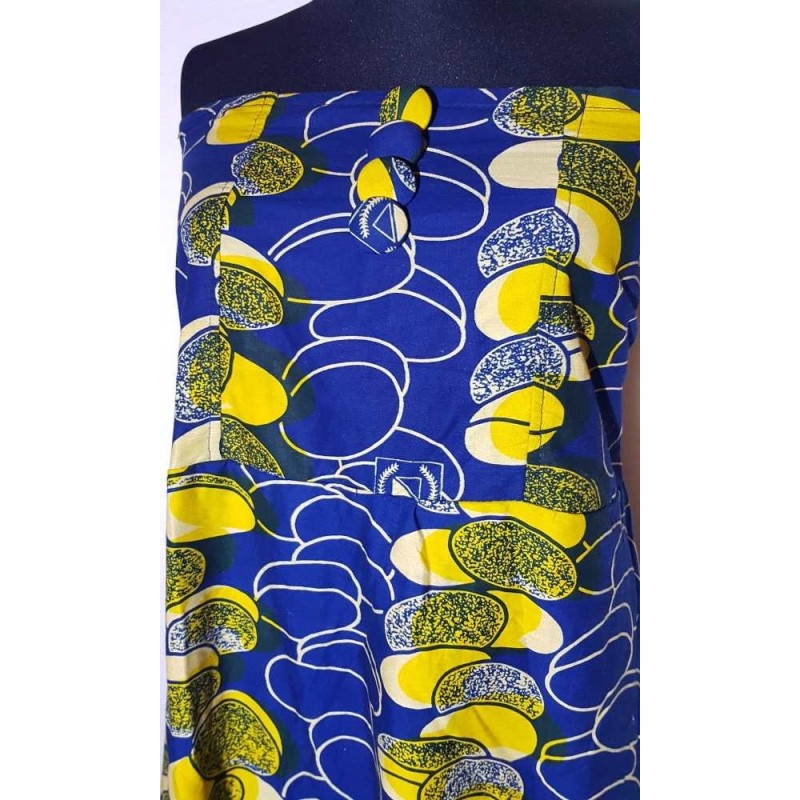 Afrikai pamut ruha – kék-sárga, virágos Afrikai pamut ruha – kék-sárga, virágos