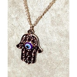Ezüst színű Fathima keze- Hamsa  nyaklánc