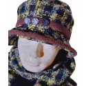 Téli női sapka(kalap)-sál szett- türkiz és fekete