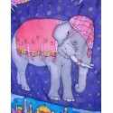 Selyem indiai elefánt kézzel festett fali Kendő