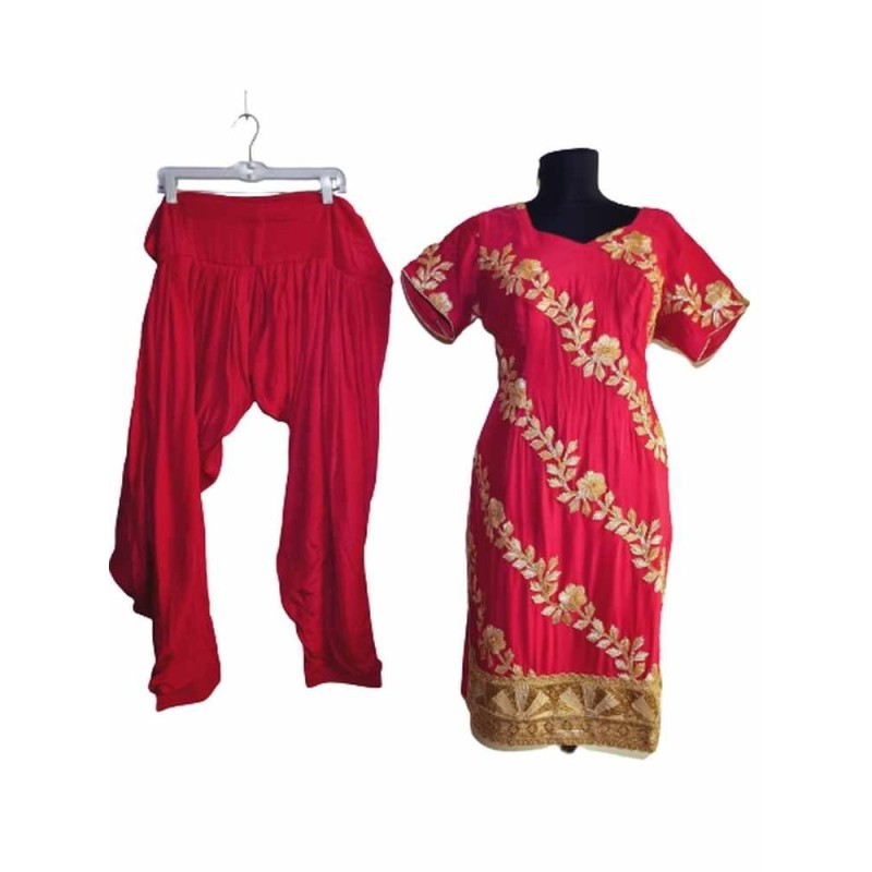 Pink-arany hímzett indiai szett