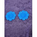 Retró nagy virágos beakasztós fülbevaló - Kék