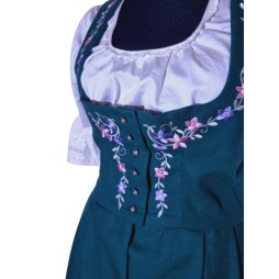 Zöld hímzett népviseleti szett – ruha, felső és kötény