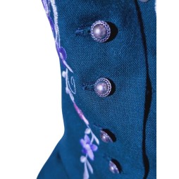 Zöld hímzett népviseleti szett – ruha, felső és kötény