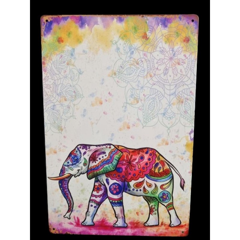 Elefántos - Mandalás fém antikolt dekorációs kép