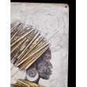Afrikai nő fém antikolt dekorációs kép