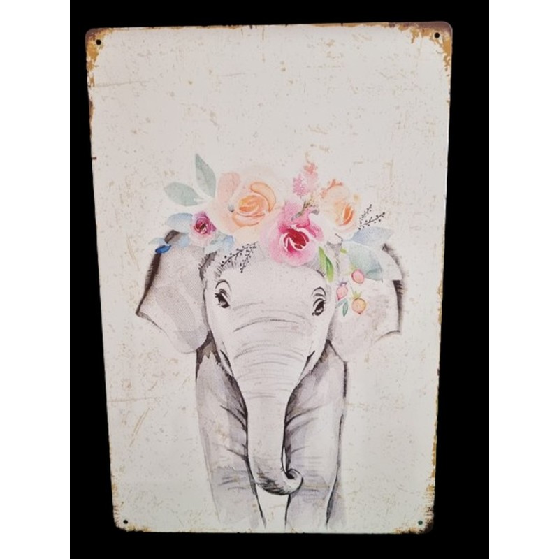 Elefántos fém antikolt dekorációs kép