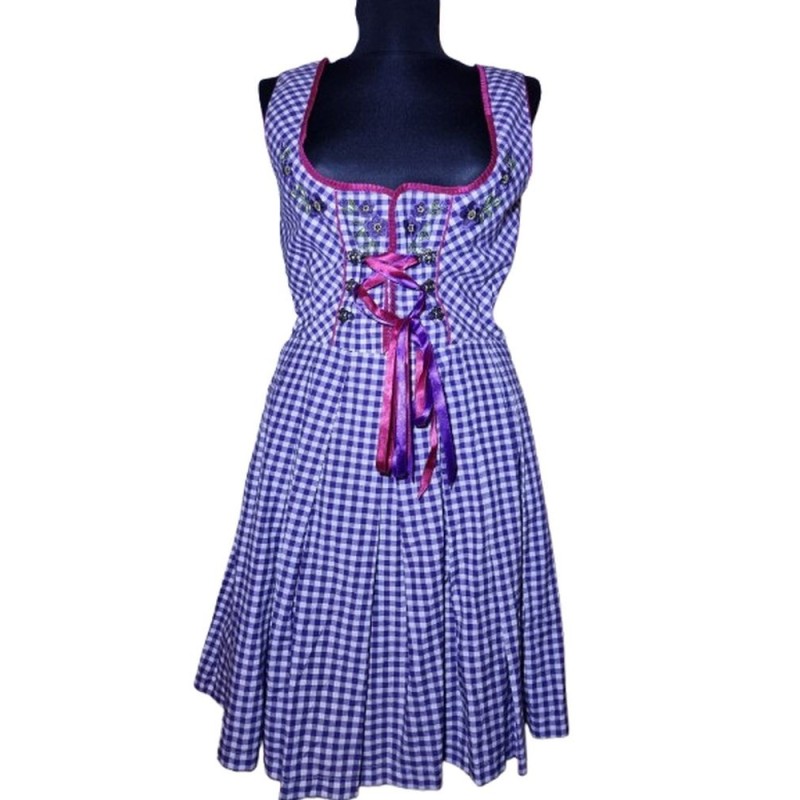 Dirndl ruha lila-fehér színben