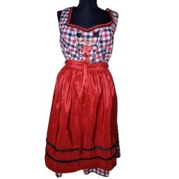 Dirndl ruha piros-fehér-fekete színben