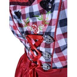 Dirndl ruha piros-fehér-fekete színben
