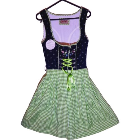 Dirndl ruha zöld-fekete-fehér színben