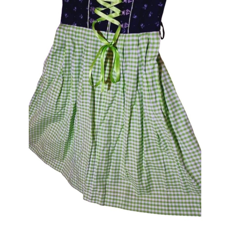 Dirndl ruha zöld-fekete-fehér színben