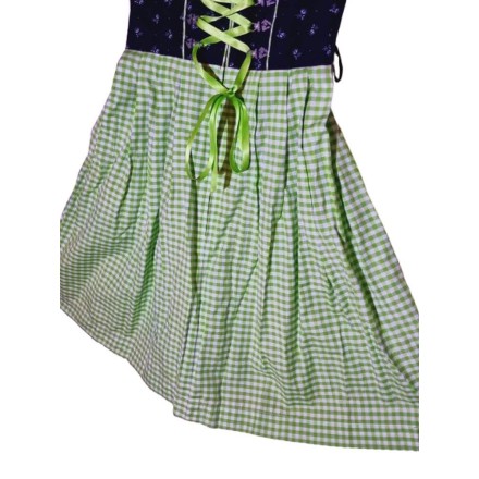 Dirndl ruha zöld-fekete-fehér színben