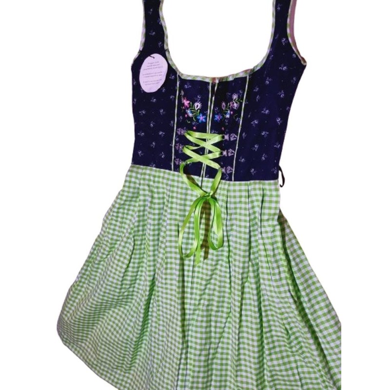 Dirndl ruha zöld-fekete-fehér színben
