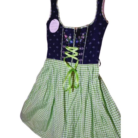 Dirndl ruha zöld-fekete-fehér színben