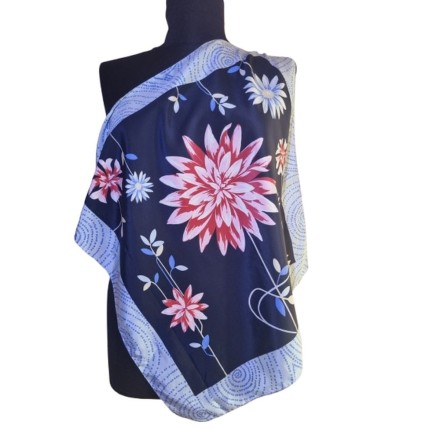 Virágmintás kék Street One kendő