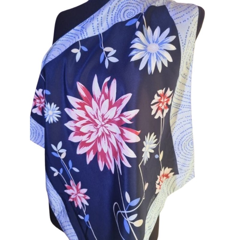 Virágmintás kék Street One kendő