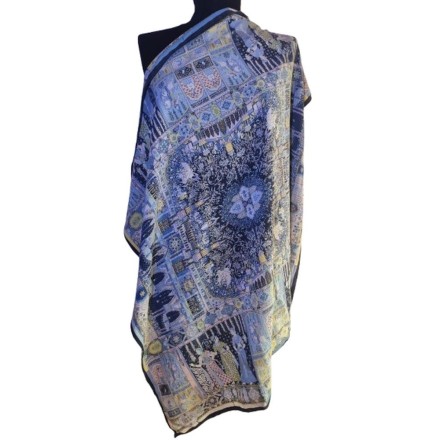 Színes templom és város mintás kevert szálas kendő