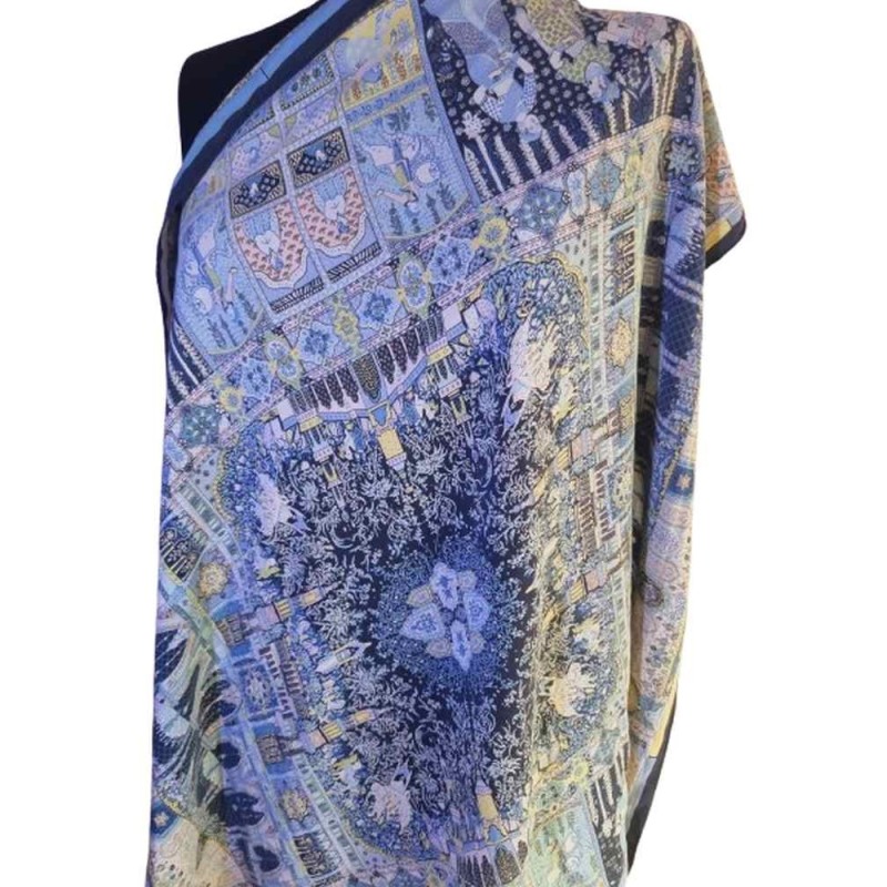 Színes templom és város mintás kevert szálas kendő