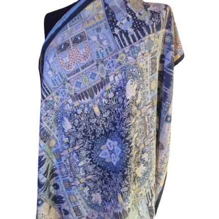 Színes templom és város mintás kevert szálas kendő