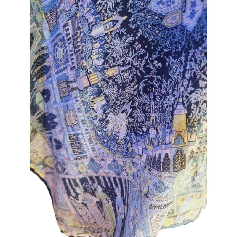 Színes templom és város mintás kevert szálas kendő