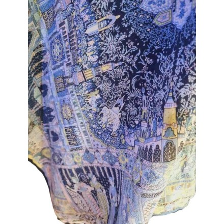 Színes templom és város mintás kevert szálas kendő