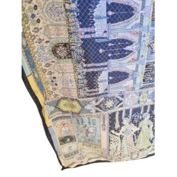 Részletgazdag templom és város mintás színes kendő