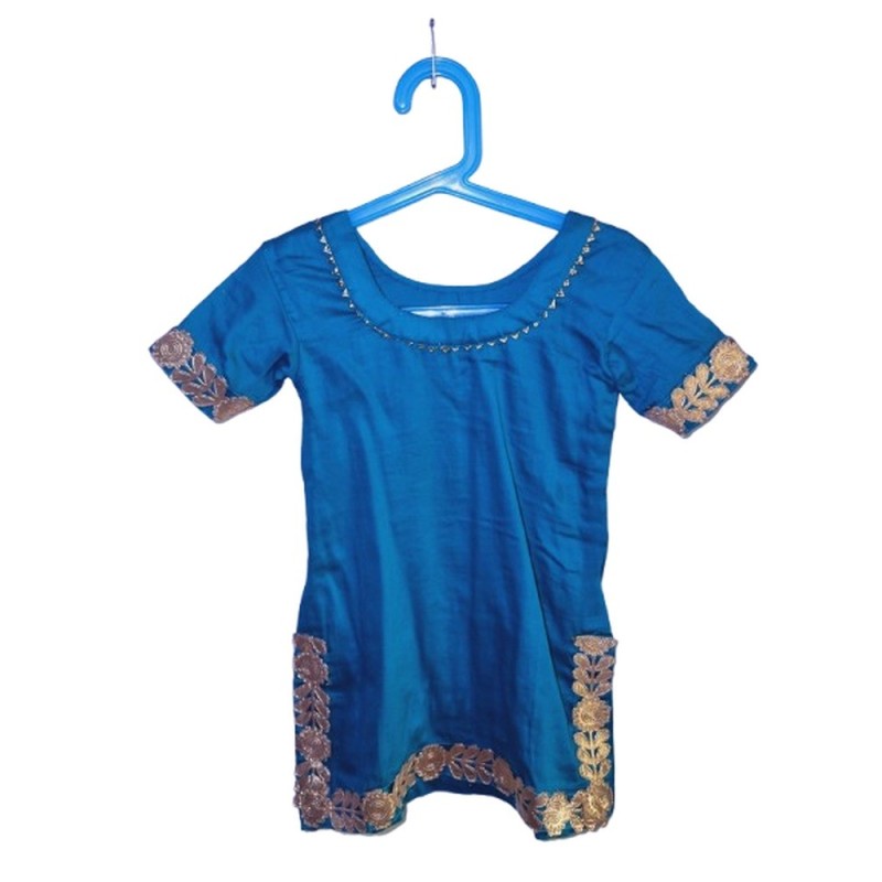 Türkiz-arany indiai gyerekszett pamutból