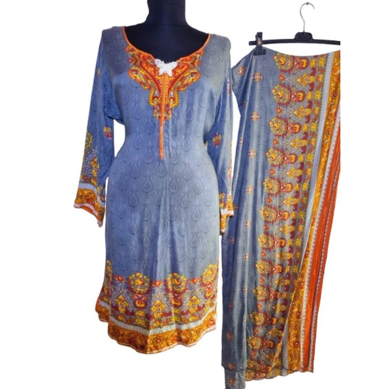 Háromrészes indiai hímzett pamutszett