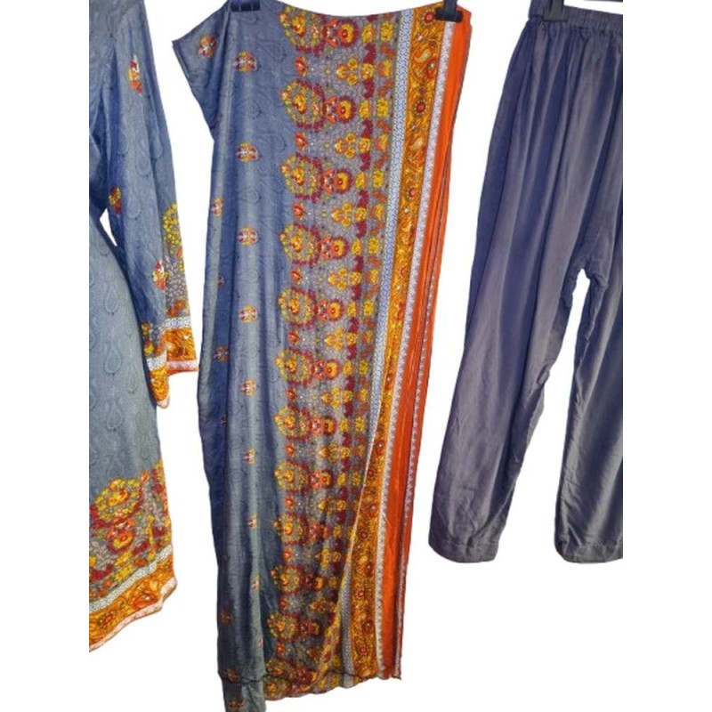 Háromrészes indiai hímzett pamutszett