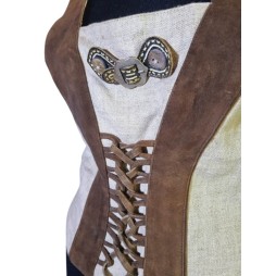 A barna erdők leánya – bőr és len népviseleti felső A barna erdők leánya – bőr és len népviseleti felső