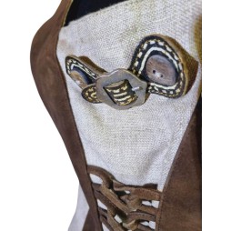 A barna erdők leánya – bőr és len népviseleti felső A barna erdők leánya – bőr és len népviseleti felső