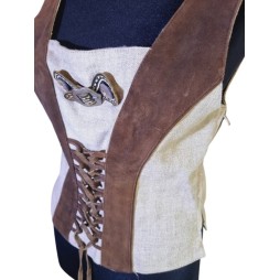 A barna erdők leánya – bőr és len népviseleti felső A barna erdők leánya – bőr és len népviseleti felső