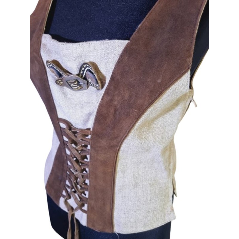 Bőr-lenvászon népviseleti felső barna Bőr-lenvászon népviseleti felső barna