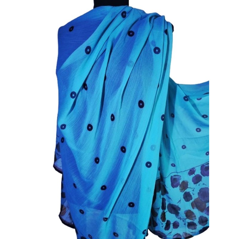 Türkiz kék taft kendő virágmintával Türkiz kék taft kendő virágmintával