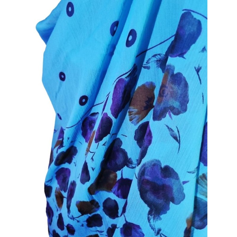 Türkiz kék taft kendő virágmintával Türkiz kék taft kendő virágmintával