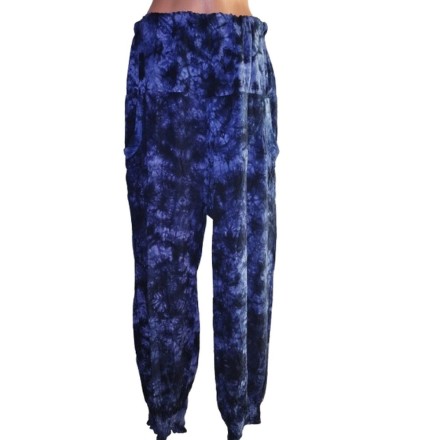 Kék batikolt pamut nadrág zsebekkel