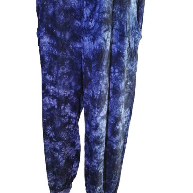 Kék batikolt pamut nadrág zsebekkel