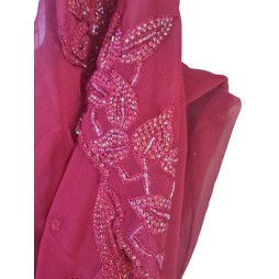 Tűzpiros muszlin kendő ragyogó kövekkel Tűzpiros muszlin kendő ragyogó kövekkel