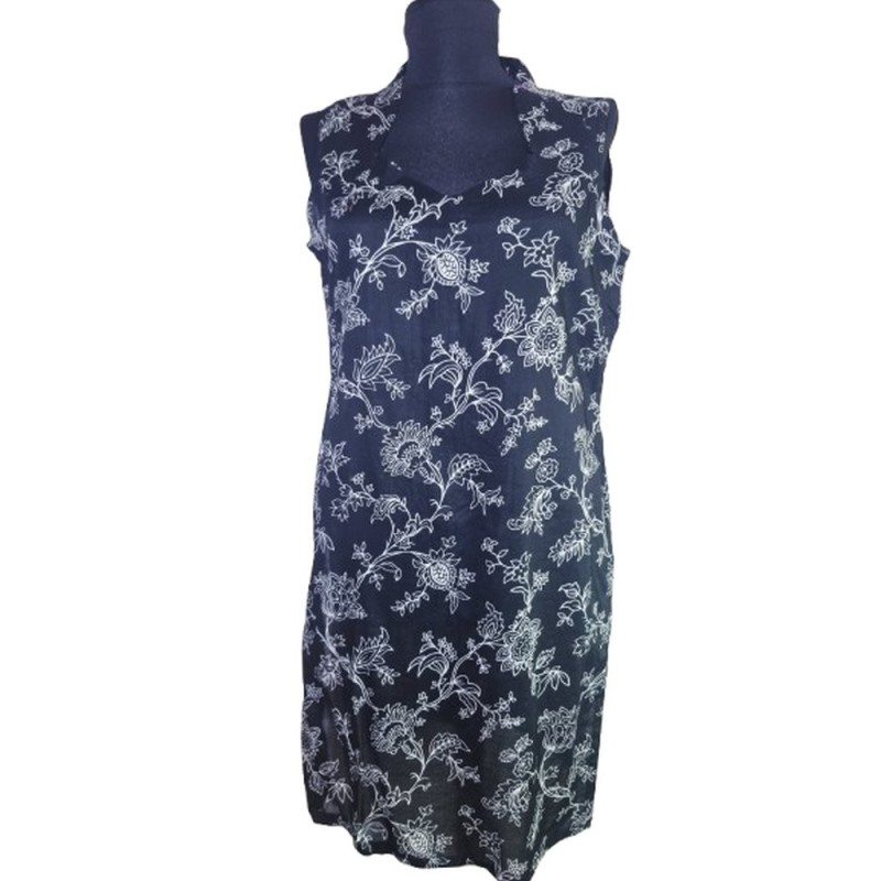 Virágmintás pamut felső fekete-fehér