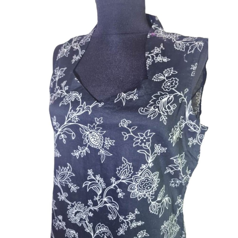 Virágmintás pamut felső fekete-fehér