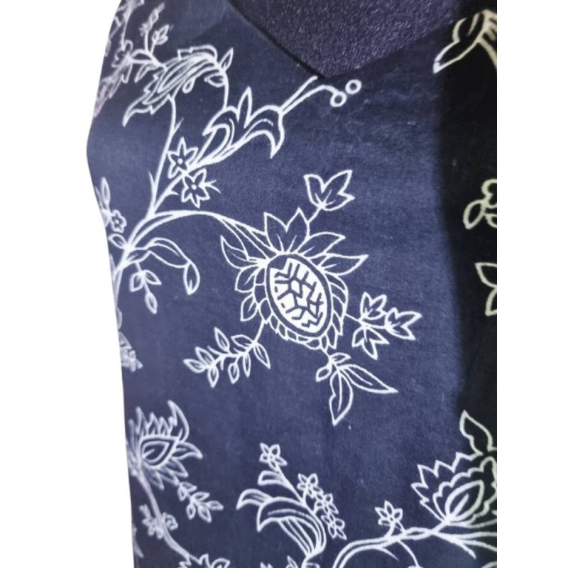 Virágmintás pamut felső fekete-fehér