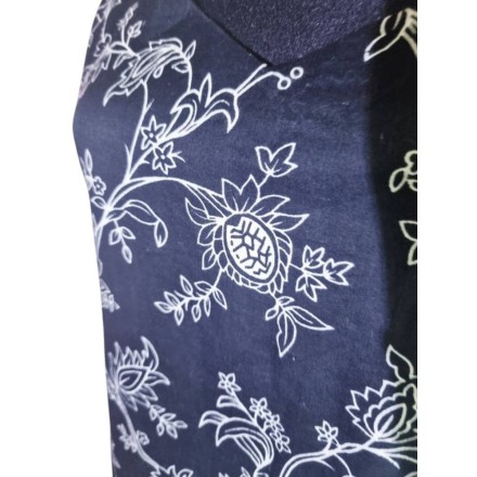 Virágmintás pamut felső fekete-fehér