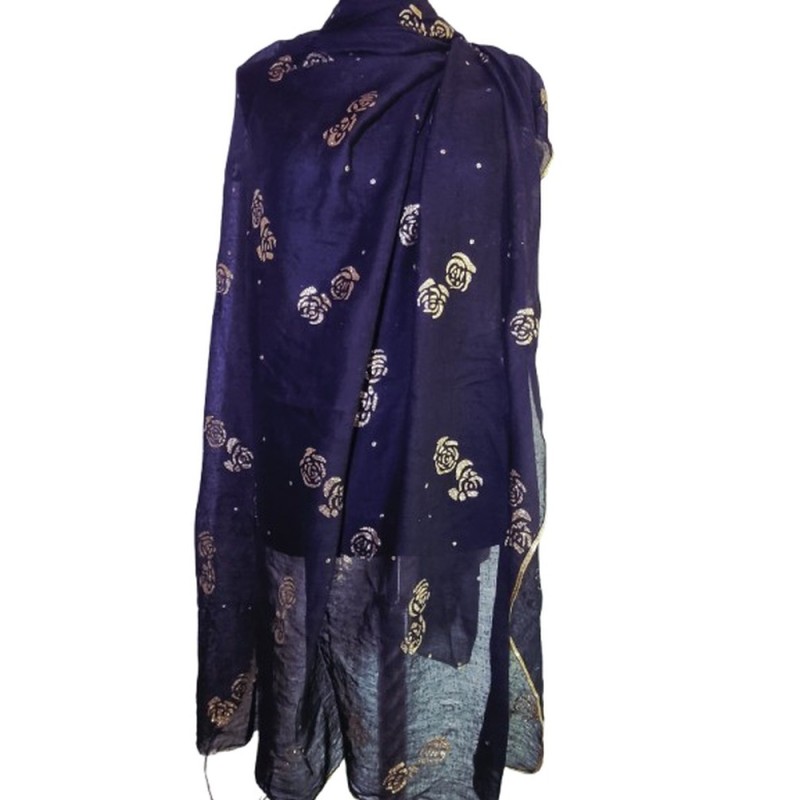 Fekete indiai viszkóz kendő rózsamintával Fekete indiai viszkóz kendő rózsamintával