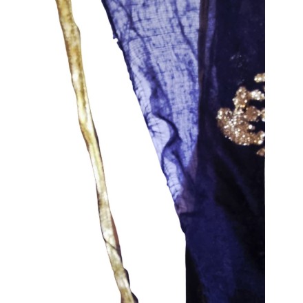 Fekete indiai viszkóz kendő rózsamintával