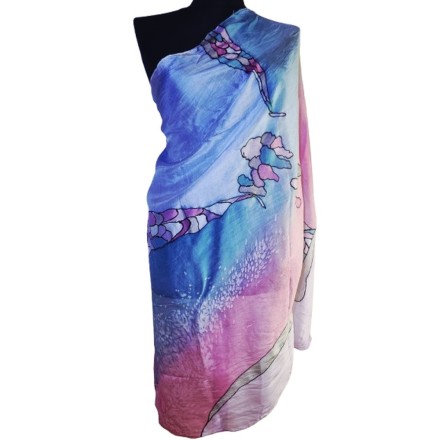 Sokszínű hernyóselyem kendő