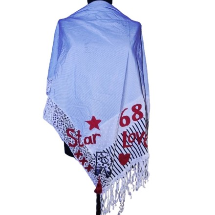 Bohém pamut vállkendő rojtos szegéllyel