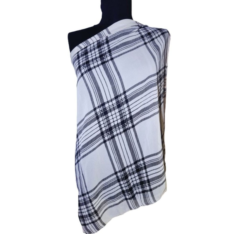 Vintage krém-fekete kockás kendő